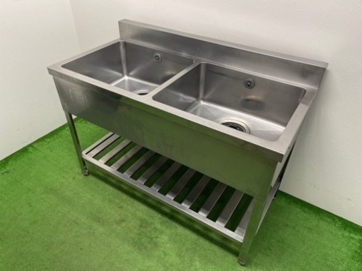 業務用　ステンレス　２槽シンク流し台　店舗　飲食店　厨房　W１２００ｘD６００ｘＨ８００ｍｍ