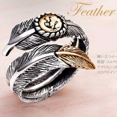 【新品】リング 指輪 オシャレ 羽 メンズ 男性 プレゼント 記...