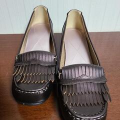 ウェッジソールパンプス　24.5cm　ブラウン