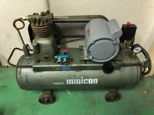 【取引完了】100V岩田製エアコンプレッサー約60Lタンク？　メンテ済み