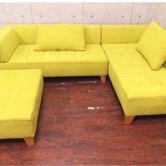 ①ET427番定価35万円‼️SPIGA 3人掛けL字型ソファ/オットマン付の画像