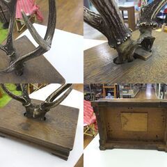 鹿の角 皿立 置物 オブジェ インテリア 幅40.5cm 札幌市 厚別区の画像