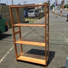 ★雰囲気良いです！★天然木 4段 ウッドラック シェルフ　高さ147㎝の画像