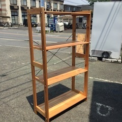 ★雰囲気良いです！★天然木 4段 ウッドラック シェルフ　高さ147㎝の画像