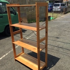 ★雰囲気良いです！★天然木 4段 ウッドラック シェルフ　高さ147㎝の画像