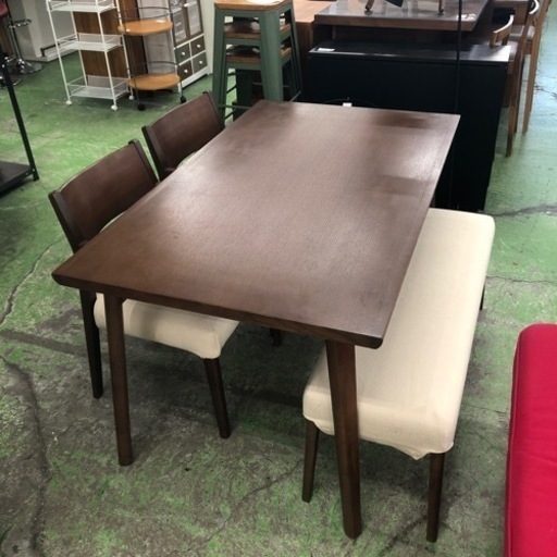 筑波産商　ベンチダイニング４点セット