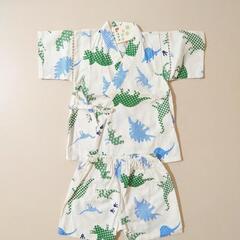 新品 恐竜 甚平 90cm ダイナソー 浴衣 男の子 総柄
