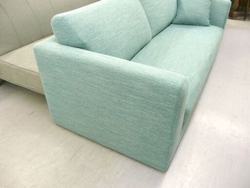 3人掛け ソファ 幅185×奥行86×高さ75cm 布 ブルー ニトリ ファブリック 青 NITORI クッション付き 札幌市手稲区