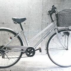 自転車中古 SAVOY 外装6段変速 オートライト カゴ鍵付き タイヤ26インチ カラーシルバー