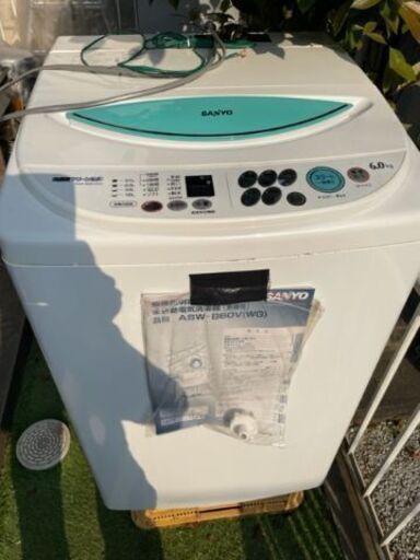 【中古/実働品】洗濯機 全自動電気洗濯機 ASW-B60V 三洋電機製 6ｋｇ