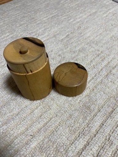 茶筒　縞柿
