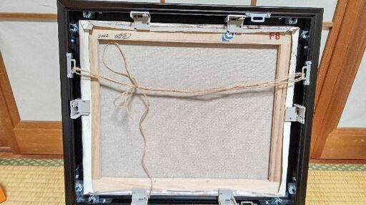 【額縁付き】1度展示されたことのある油絵作品【F8号、1枚、サイン入り、油彩、抽象画】