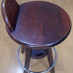 木製 スツール　座面調整 昇降式カウンターチェアの画像