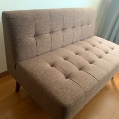 値下げ未使用展示品　2人掛けソファ　ブラウン交渉可ファブリックの画像