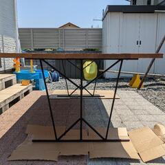 ダイニングテーブル　天板無垢　アイアン　鉄筋　2m×1m　群馬の画像