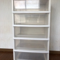 収納ケース5段　木目調天板　プラチェスト