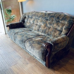 ☑️メル売約済　90’svintage40万カリモクアンティーク3人掛けソファー