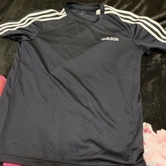 美品🌈adidas 半袖シャツ 紺色 ライン入り Msize