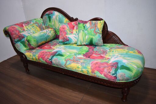 【ヤ取終了12/7】≪zy438≫MARCESTEL/マークエステル カウチソファ 高級 ロココ調/スワン彫刻 3人掛 マーブル レア/希少 画家/デザイン 40429-04