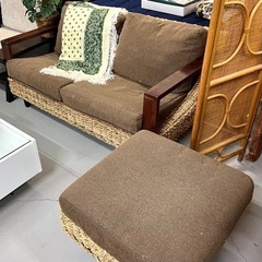 とう素材の2人がけソファセット