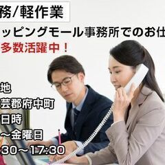 ショッピングモールの事務所スタッフ/土日祝休み/安芸郡府中町大須...