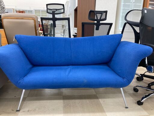 ２人掛けソファー　布ブルー
