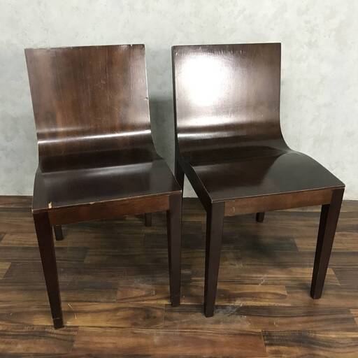ba10/44 詳細不明 ダイニングチェア 木製 全高約78cm 2脚 ② アンティーク 椅子 イス 店舗 家具 カフェ ダイニング 東欧 背もたれ 食卓