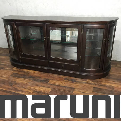 ba10/2 maruni サイドボード 三面ガラス 飾り棚 照明付 キャビネット テレビ台 AVボード 収納 マルニ木工 家具 リビング TV台