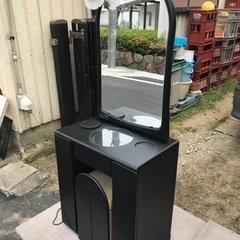 お花のランプが可愛いドレッサー　黒　椅子付き　コンセント穴１ヶ所...