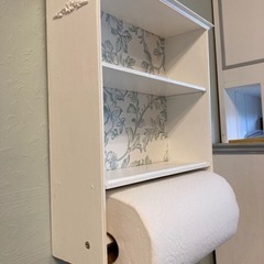 キッチン ペーパーホルダー 調味料 棚 手作り家具 ハンドメイド カントリー ホワイト インテリア クラシックの画像