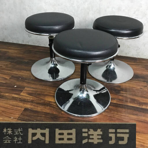 ba9/94 中古　内田洋行　丸椅子　SC-550　3脚セット　M.K.K.　丸イス　回転椅子　スツール　回転チェア　UCHIDA　ウチダ　チェア　3点