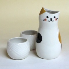 【決まりました】みけねこ　とっくり&おちょこのセットの画像
