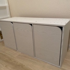 カラーボックス Nカラボ 3段扉付き(ホワイトウォッシュ) ニトリの画像