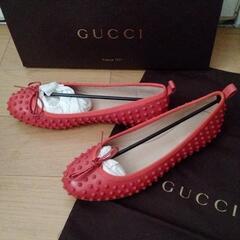 新品　GUCCI　総レザー　フラットシューズ