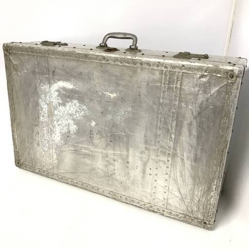 KG6/5 大きい アルミ トランク ケース 45×73×21cm 衣装ケース 衣装箱 ジェラルミン 昭和 レトロ アタッシュ ビンテージ アンティーク