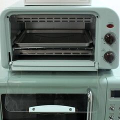 直配直取限定 ミントグリーンレトロ調家電4点セット おしゃれ 可愛い 冷蔵庫85L/電子レンジ/トースター/炊飯器   中古 店頭引取歓迎 R5876)の画像