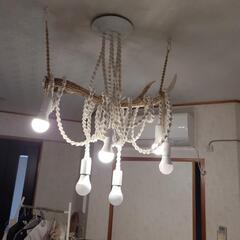 最終価格6/10まで出品 マクラメペンダントライト 鹿の角付き 