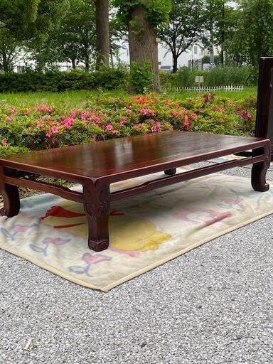 ◎お値下げしました‼️ ②唐木家具紫檀座卓座敷机 長方卓抽斗和家具煎茶道具ローテーブルちゃぶ台和室和家具煎茶道具シタンローテーブル旧家蔵出しうぶだし☆お値下げ可