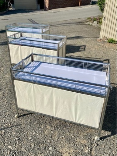 (お値下げしました！)中折れスチールワゴン クロームフレーム　3台セット