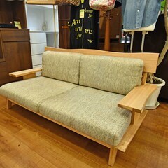 ☆2022年購入☆アッシュ材 2人用布張りソファ アカツキ