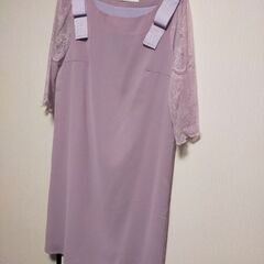 肩リボン七分丈袖レース上品ワンピース差し上げます