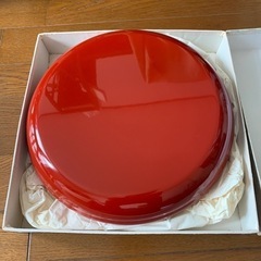 【お譲り先が決まりました】未使用！漆塗尺ニ平鉢　天然木　砕木朱　直径35cmの画像