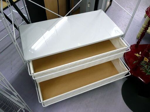 ユニットシェルフ 無印良品 ワードローブ 引出し付き ステンレス 幅86cm ワイド 帆布バスケット MUJI シンプル インテリア 