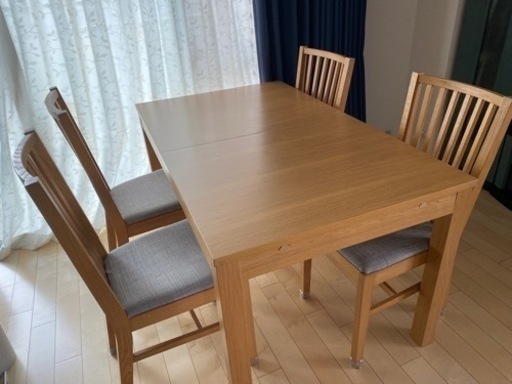 【計6万円相当】IKEA伸縮ダイニングテーブル&椅子　三段階調節