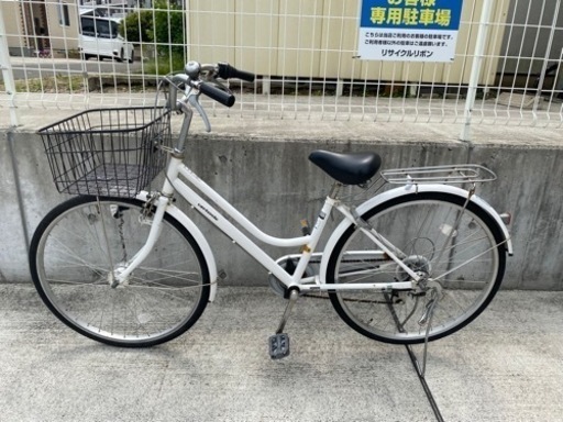 26インチ 6段変速 中古 自転車 ホワイト シティサイクル 学生 通勤 通学
