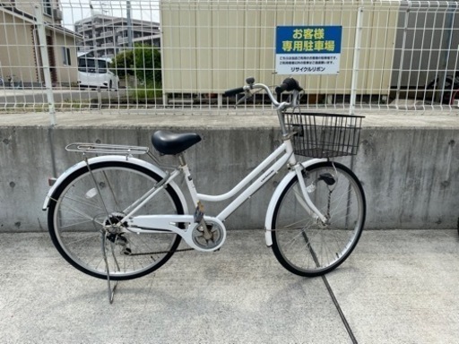 26インチ 6段変速 中古 自転車 ホワイト シティサイクル 学生 通勤 通学