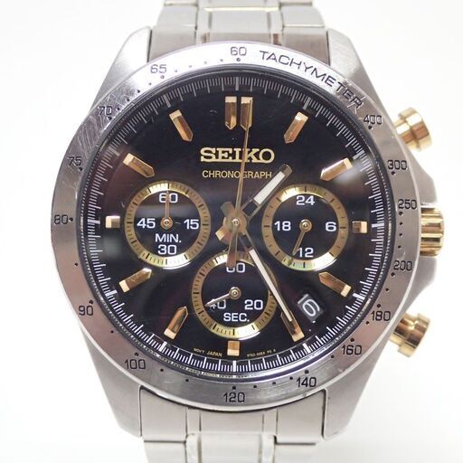 AA806 セイコー スピリット クロノグラフ デイト 8T63-00D0 黒文字盤