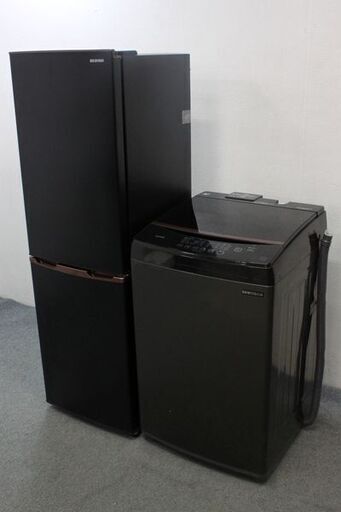 アイリスオーヤマ ブラック２点セット IAW-T803BL 8kg IRSE-H16A-B 162L 冷蔵庫 洗濯機 中古家電 店頭引取歓迎 R5907)