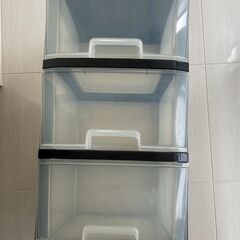 【さしあげます】収納ケース　ストッカー　3段　黒　中古品の画像