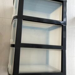 【さしあげます】収納ケース　ストッカー　3段　黒　中古品の画像